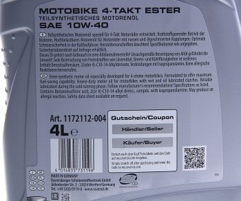 7 699 р. Масло моторное для 4-х тактных двигателей ESTER 4T 10W40 псинт.4л RAVENOL RAVENOL 1172112-004  с доставкой в г. Воронеж. Увеличить фотографию 2