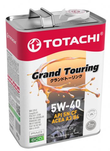 3 999 р. Масло моторное GRAND TOURING SNCFA3B4 5W40 синт.4л TOTACHI TOTACHI 11904  с доставкой в г. Воронеж. Увеличить фотографию 1