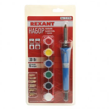 679 р. Паяльник 30Вт220В выжигатель по дереву (6 насадок,краски) REXANT REXANT 12-0186  с доставкой в г. Воронеж. Увеличить фотографию 1