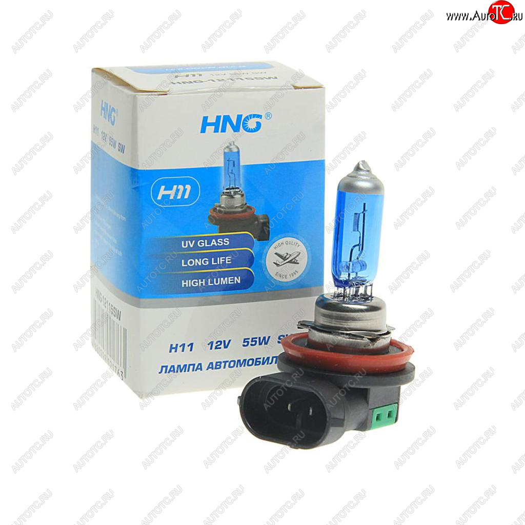173 р. Лампа 12V H11 55W PGJ19-2 Super White HNG HNG 12115sw  с доставкой в г. Воронеж