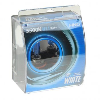 379 р. Лампа 12V H11 55W PGJ19-2 5500К бокс (2шт.) Super White HNG HNG 12115sw2  с доставкой в г. Воронеж. Увеличить фотографию 1