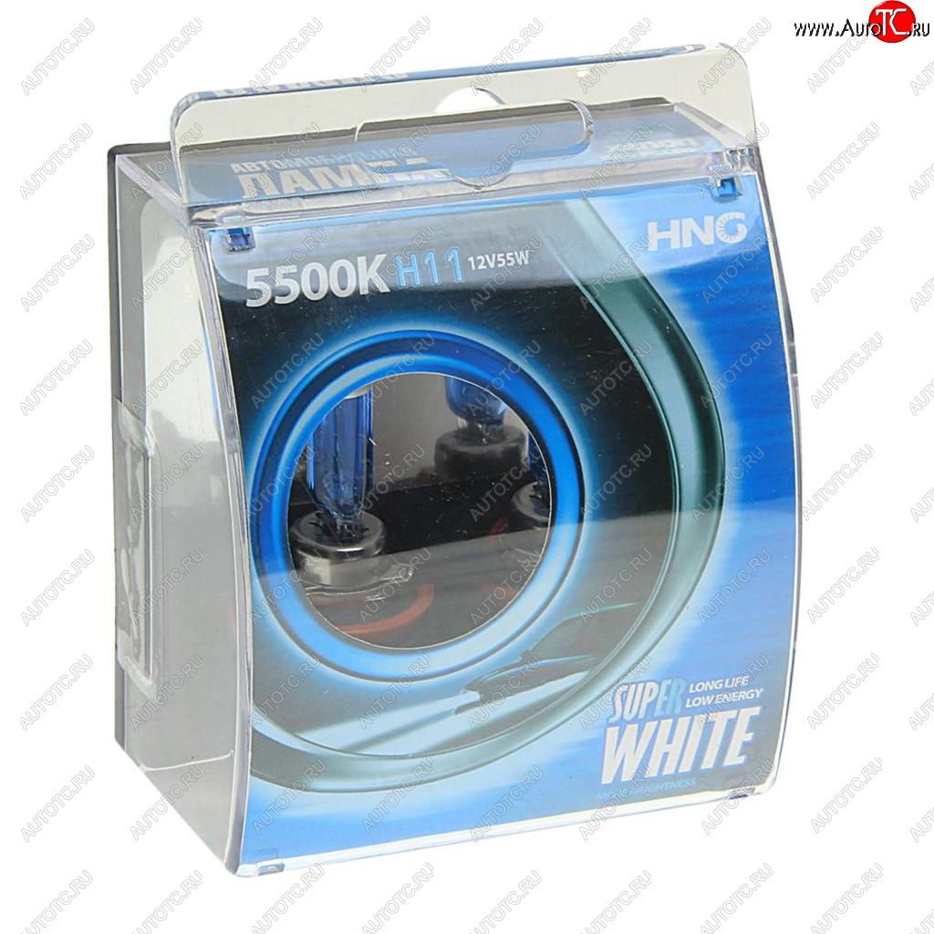 379 р. Лампа 12V H11 55W PGJ19-2 5500К бокс (2шт.) Super White HNG HNG 12115sw2  с доставкой в г. Воронеж