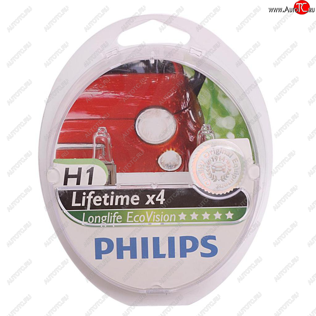 799 р. Лампа 12V H1 55W P14.5s 3100K бокс (2шт.) Long Life EcoVision PHILIPS PHILIPS 12258llecos2  с доставкой в г. Воронеж