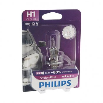 769 р. Лампа 12V H1 55W P14.5s +60% блистер (1шт.) Visionplus PHILIPS PHILIPS 12258vpb1  с доставкой в г. Воронеж. Увеличить фотографию 1