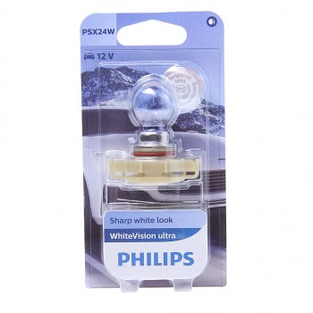 2 899 р. Лампа 12V PSX24W PG20-7 блистер (1шт.) 3300K White Vision Ultra PHILIPS PHILIPS 12276wvuбл  с доставкой в г. Воронеж. Увеличить фотографию 1