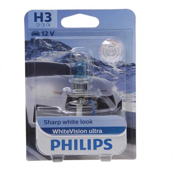 1 139 р. Лампа 12V H3 55W РK22s блистер (1шт.) White Vision Ultra PHILIPS PHILIPS 12336wvuбл  с доставкой в г. Воронеж. Увеличить фотографию 1