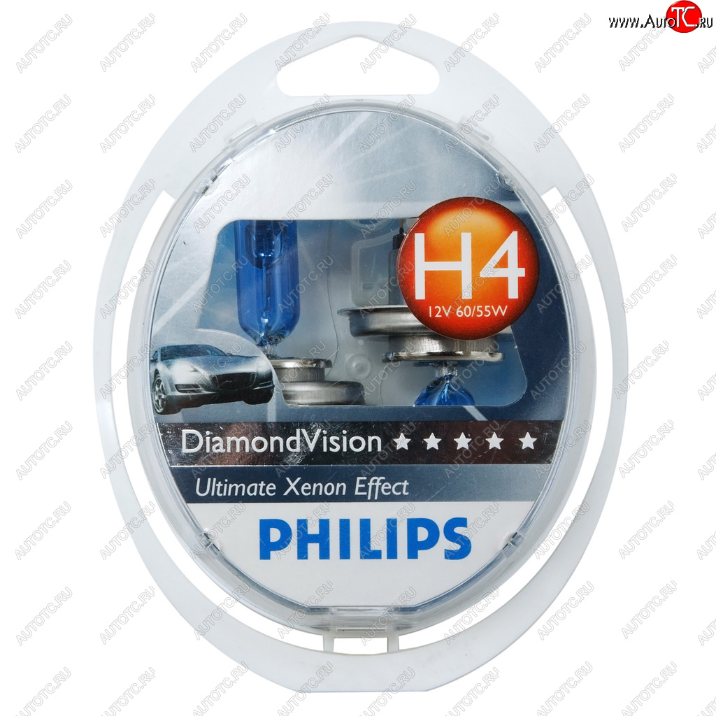 2 599 р. Лампа 12V H4 6055W P43t 5000K бокс (2шт.) Diamond Vision PHILIPS PHILIPS 12342dvs2  с доставкой в г. Воронеж