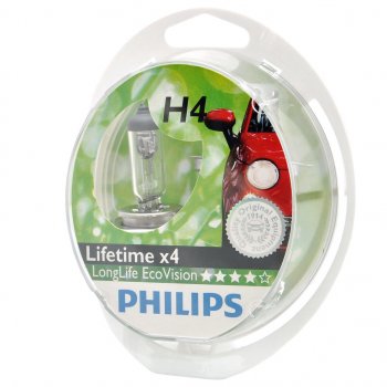 1 059 р. Лампа 12V H4 6055W P43t бокс (2шт.) Long Life Eco Vision PHILIPS PHILIPS 12342llecos2  с доставкой в г. Воронеж. Увеличить фотографию 1
