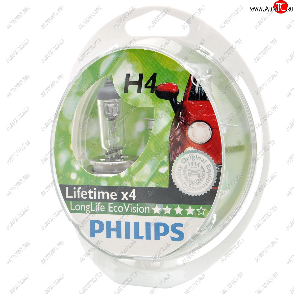 1 059 р. Лампа 12V H4 6055W P43t бокс (2шт.) Long Life Eco Vision PHILIPS PHILIPS 12342llecos2  с доставкой в г. Воронеж