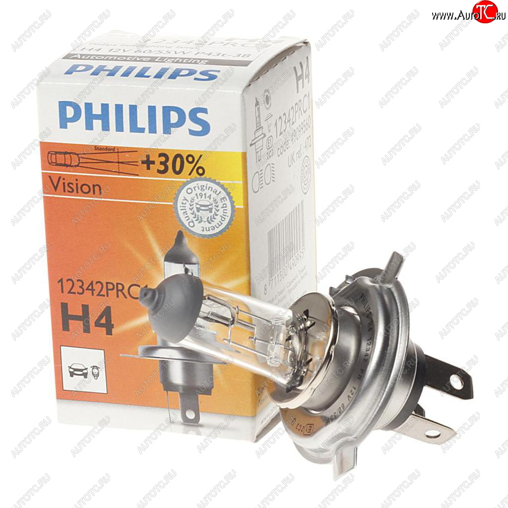 319 р. Лампа 12V H4 6055W P43t +30% Premium PHILIPS PHILIPS 12342prc1  с доставкой в г. Воронеж
