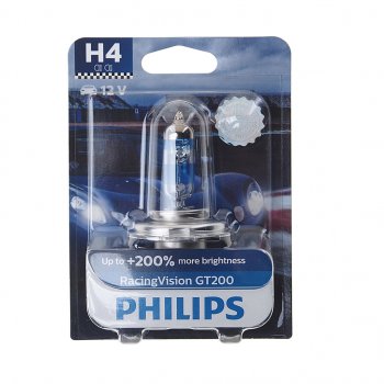 1 449 р. Лампа 12V H4 6055W P43t-38 +200% блистер (1шт.) Racing Vision GT 200 PHILIPS PHILIPS 12342rgtбл  с доставкой в г. Воронеж. Увеличить фотографию 1