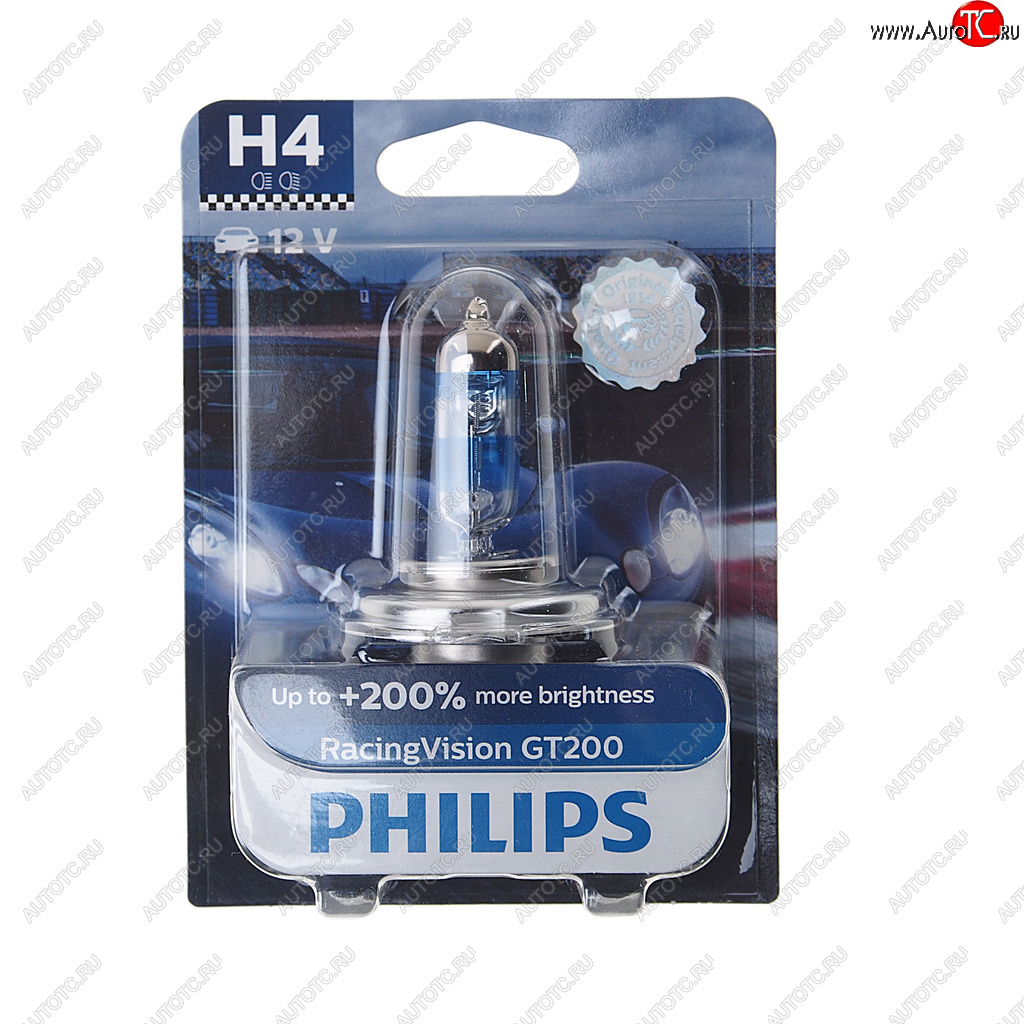 1 449 р. Лампа 12V H4 6055W P43t-38 +200% блистер (1шт.) Racing Vision GT 200 PHILIPS PHILIPS 12342rgtбл  с доставкой в г. Воронеж