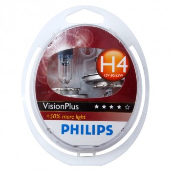 1 449 р. Лампа 12V H4 6055W P43t +60% бокс (2шт.) Visionplus PHILIPS PHILIPS 12342vps2  с доставкой в г. Воронеж. Увеличить фотографию 1