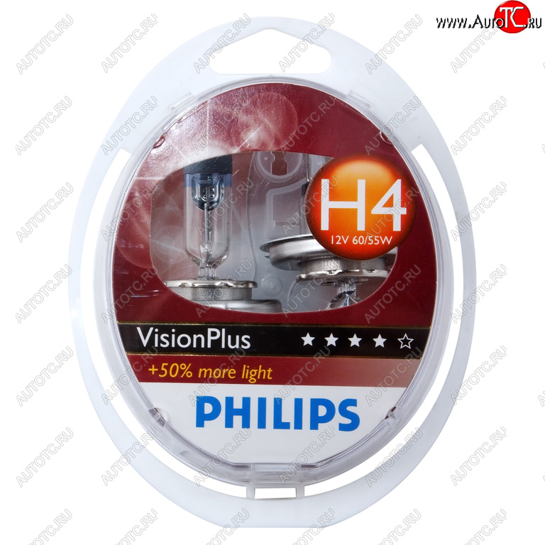 1 449 р. Лампа 12V H4 6055W P43t +60% бокс (2шт.) Visionplus PHILIPS PHILIPS 12342vps2  с доставкой в г. Воронеж
