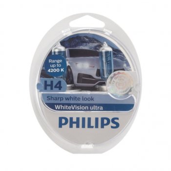 2 369 р. Лампа набор 12V H4 6055W+W5WT105 P43t-38 4200K бокс (2шт.+2шт.) White Vision Ultra PHILIPS PHILIPS 12342wvu2  с доставкой в г. Воронеж. Увеличить фотографию 1