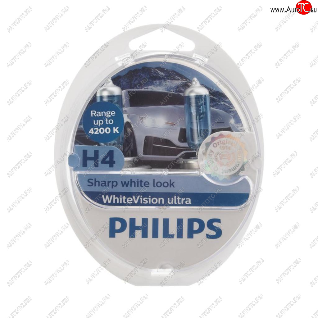 2 369 р. Лампа набор 12V H4 6055W+W5WT105 P43t-38 4200K бокс (2шт.+2шт.) White Vision Ultra PHILIPS PHILIPS 12342wvu2  с доставкой в г. Воронеж