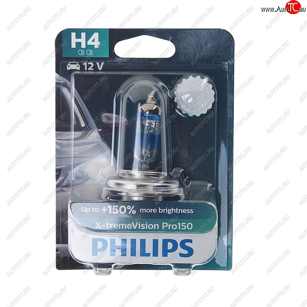 1 199 р. Лампа 12V H4 6055W P43t-38 +150% блистер (1шт.) X-Treme Vision Pro 150 PHILIPS PHILIPS 12342xvproбл  с доставкой в г. Воронеж