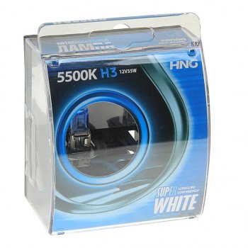 167 р. Лампа 12V H3 55W PK22s 5500К бокс (2шт.) Super White HNG HNG 12355sw2  с доставкой в г. Воронеж. Увеличить фотографию 1