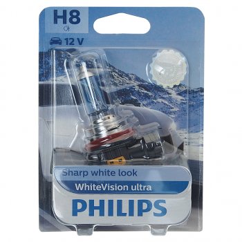 2 989 р. Лампа 12V H8 35W PGJ19-1 блистер (1шт.) White Vision Ultra PHILIPS PHILIPS 12360wvuбл  с доставкой в г. Воронеж. Увеличить фотографию 1