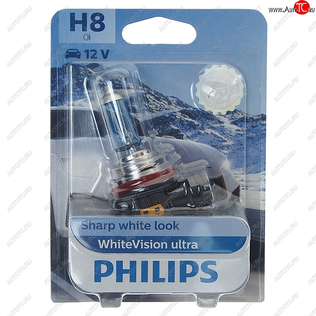 2 989 р. Лампа 12V H8 35W PGJ19-1 блистер (1шт.) White Vision Ultra PHILIPS PHILIPS 12360wvuбл  с доставкой в г. Воронеж