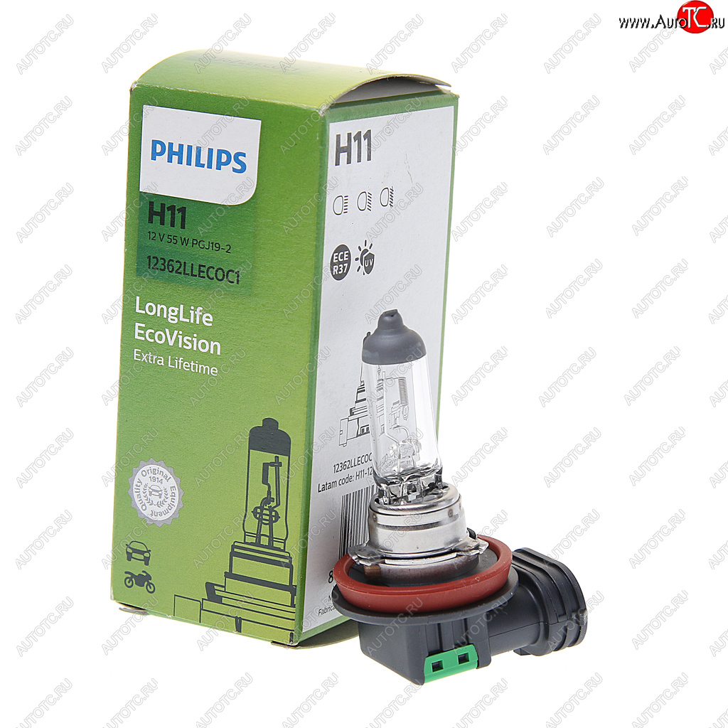 1 079 р. Лампа 12V H11 55W PGJ19-2 Long Life Eco Vision PHILIPS PHILIPS 12362llecoc1  с доставкой в г. Воронеж