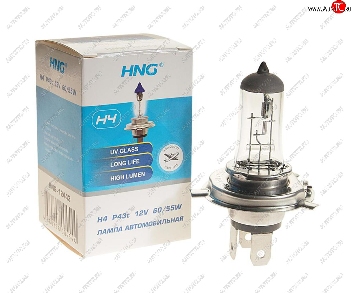162 р. Лампа 12V H4 6055W P43t-38 Long Life HNG HNG 12443  с доставкой в г. Воронеж