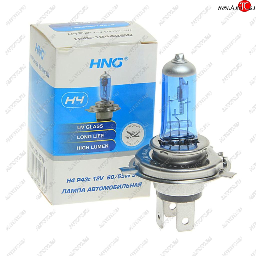 152 р. Лампа 12V H4 6055W P43t Super White HNG HNG 12443sw  с доставкой в г. Воронеж