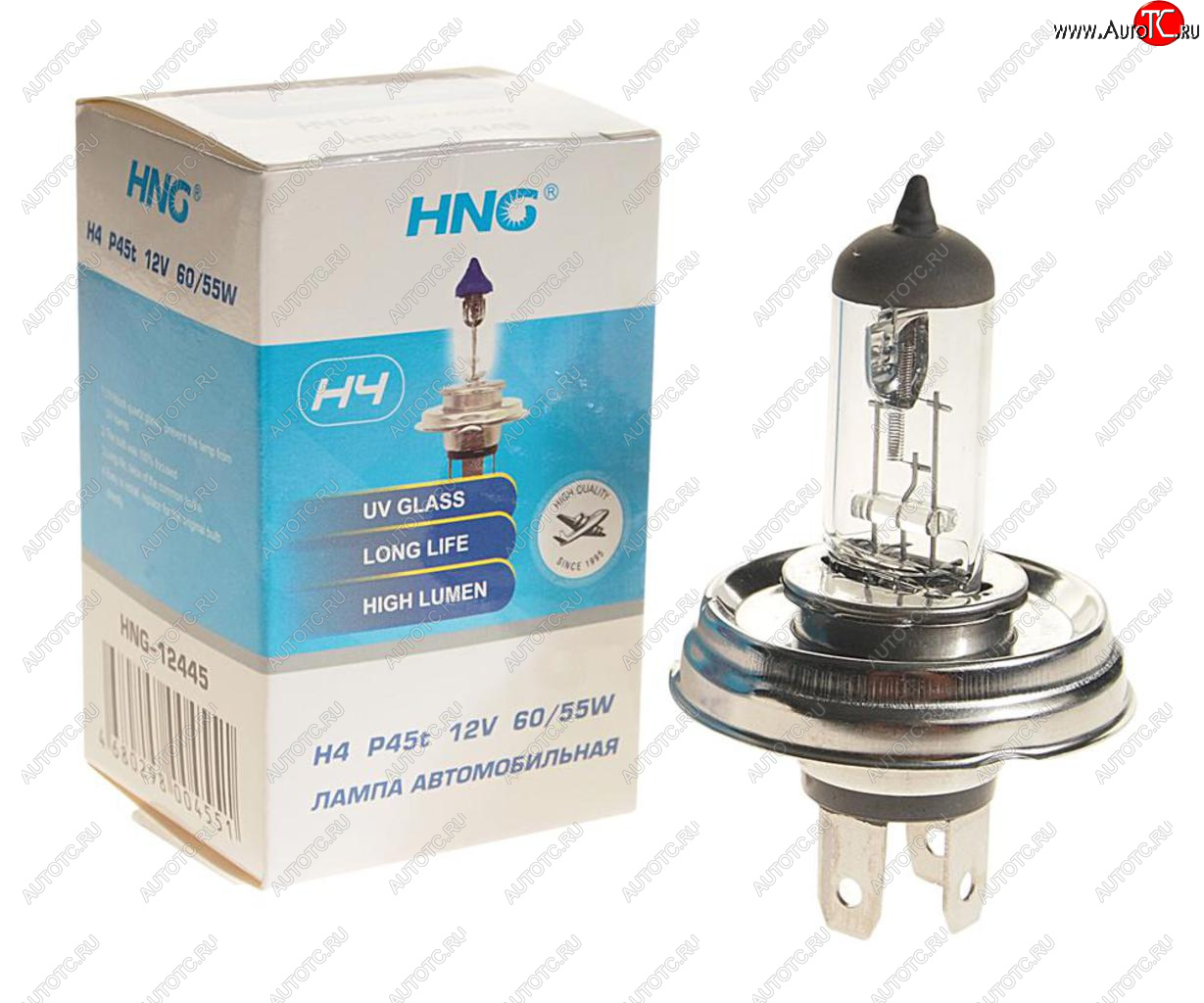 167 р. Лампа 12V H4 6055W P45t Long Life HNG HNG 12445  с доставкой в г. Воронеж