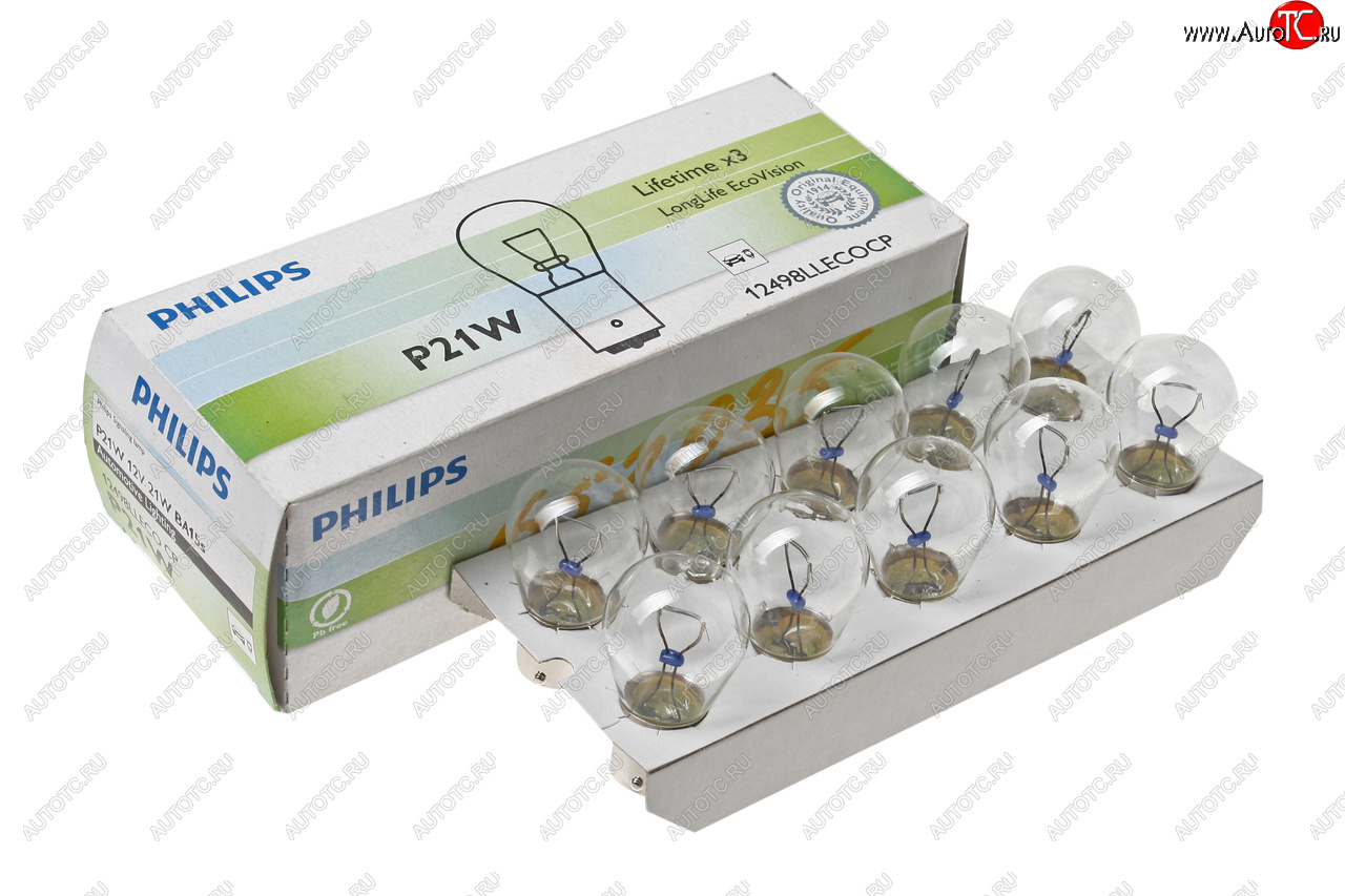 117 р. Лампа 12V P21W BA15s Long Life Eco Vision PHILIPS PHILIPS 12498llecocp  с доставкой в г. Воронеж