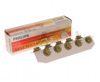 88 р. Лампа 12V 1.3W BAX8.4d зеленый патрон PHILIPS PHILIPS 12611cp  с доставкой в г. Воронеж. Увеличить фотографию 1