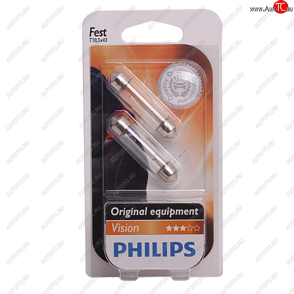 206 р. Лампа 12V C10W SV8.5-8 41мм блистер (2шт.) PHILIPS PHILIPS 12866b2  с доставкой в г. Воронеж