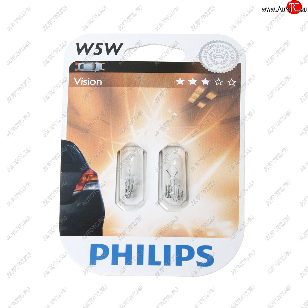 136 р. Лампа 12V W5W T10W W2.1x9.5d блистер (2шт.) PHILIPS PHILIPS 12961b2  с доставкой в г. Воронеж