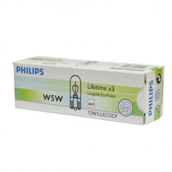 90 р. Лампа 12V W5W T10W W2.1x9.5d Long Life Eco Vision PHILIPS PHILIPS 12961llecocp  с доставкой в г. Воронеж. Увеличить фотографию 1