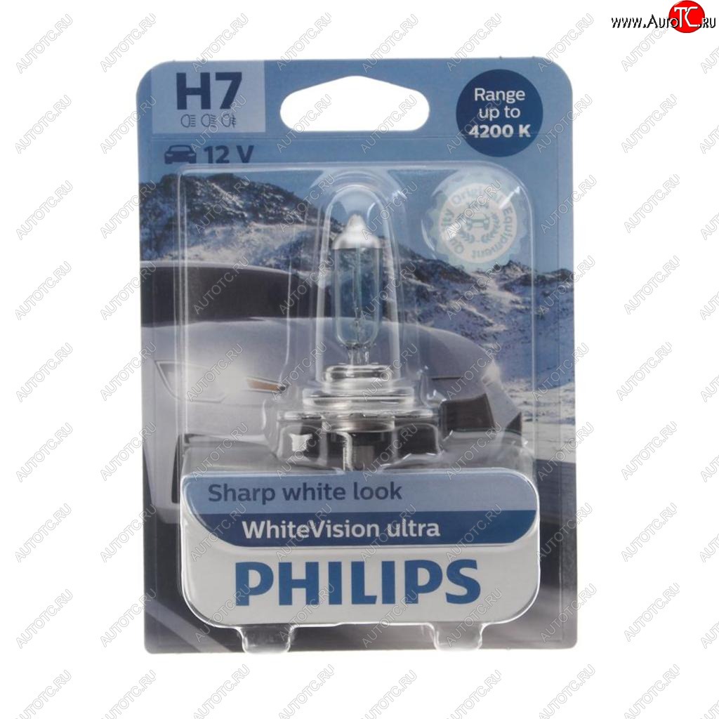 1 559 р. Лампа 12V H7 55W PX26d 4200K блистер (1шт.) White Vision Ultra PHILIPS PHILIPS 12972wvuбл  с доставкой в г. Воронеж