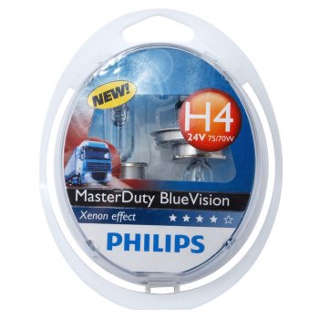 3 099 р. Лампа 24V H4 7570W P43t бокс (2шт.) Master Duty Blue Vision PHILIPS PHILIPS 13342mdbvs2  с доставкой в г. Воронеж. Увеличить фотографию 1