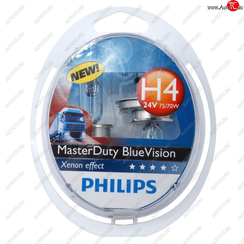3 099 р. Лампа 24V H4 7570W P43t бокс (2шт.) Master Duty Blue Vision PHILIPS PHILIPS 13342mdbvs2  с доставкой в г. Воронеж