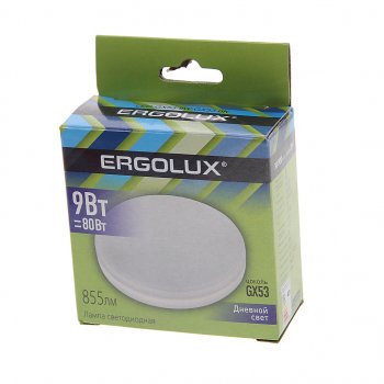 99 р. Лампа светодиодная GX53 9W(80W) 220V дневной свет ERGOLUX ERGOLUX 14309  с доставкой в г. Воронеж. Увеличить фотографию 3