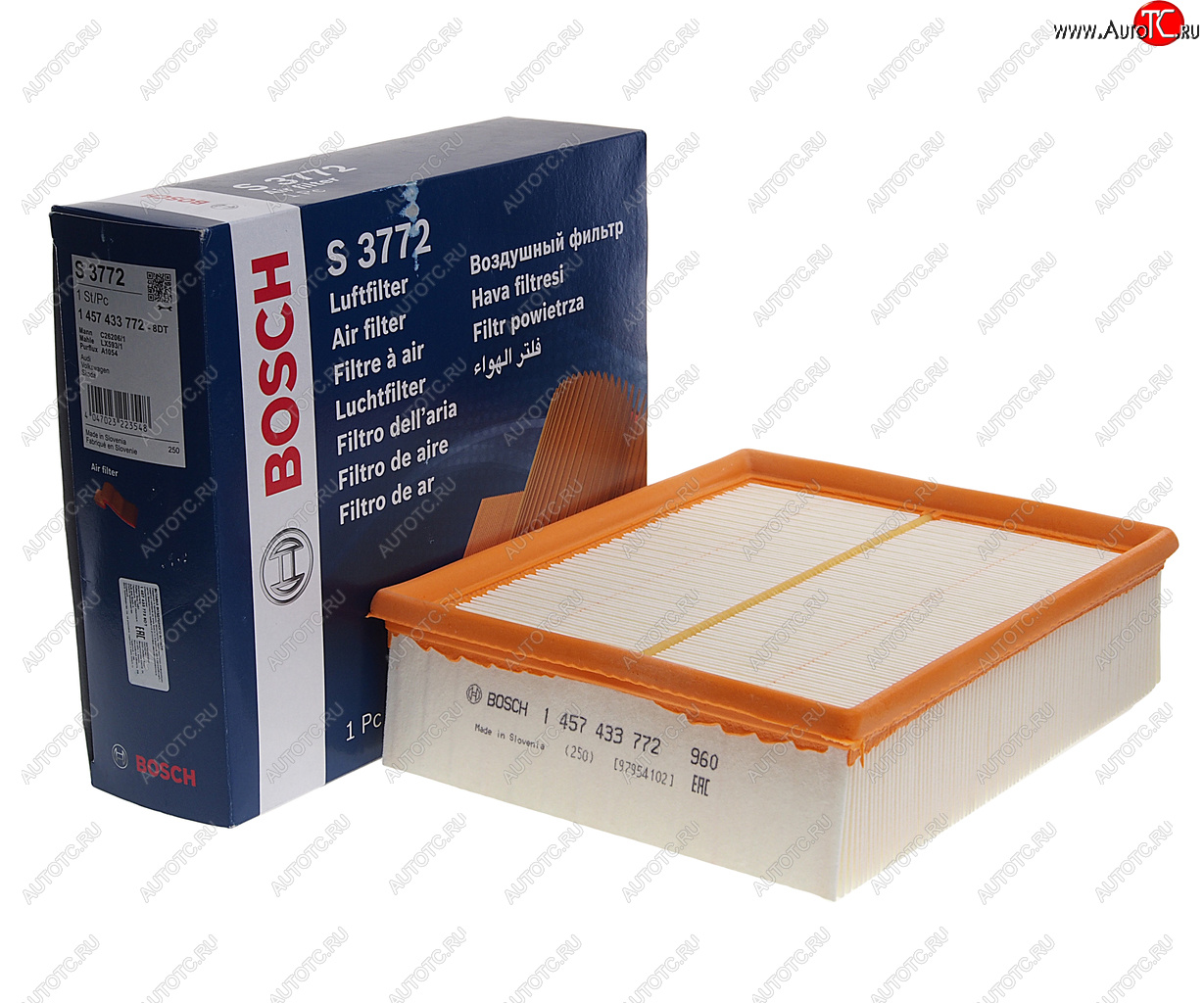 1 289 р. Фильтр воздушный VW Passat (98-05) AUDI A4 (97-00) SKODA Superb (01-08) (2.5) BOSCH BOSCH 1457433772 BOSCH 1457433772  с доставкой в г. Воронеж