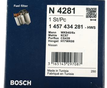 2 899 р. Фильтр топливный NISSAN Pathfinder (R51M),Primera (P10,P11,P12),X-Trail (01-) (D/TDI) BOSCH BOSCH 1457434281 BOSCH 1457434281  с доставкой в г. Воронеж. Увеличить фотографию 4