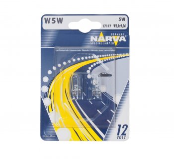 124 р. Лампа 12V W5W T10 W2.1x9.5d блистер (2шт.) NARVA NARVA 171774000  с доставкой в г. Воронеж. Увеличить фотографию 1