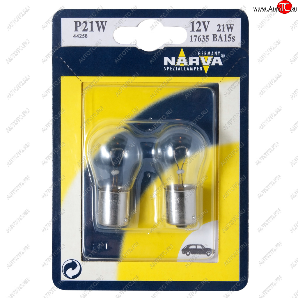 129 р. Лампа 12V P21W BA15s блистер (2шт.) NARVA NARVA 176354000  с доставкой в г. Воронеж