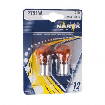 207 р. Лампа 12V PY21W BAU15s желтая блистер (2шт.) NARVA NARVA 176384000  с доставкой в г. Воронеж. Увеличить фотографию 1