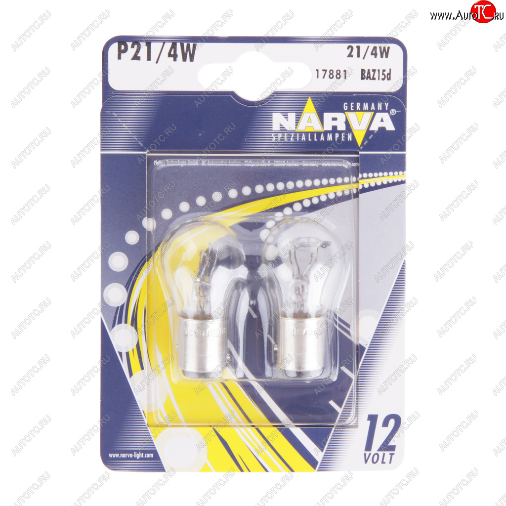 261 р. Лампа 12V P214W BAZ15d блистер (2шт.) NARVA NARVA 178814000  с доставкой в г. Воронеж