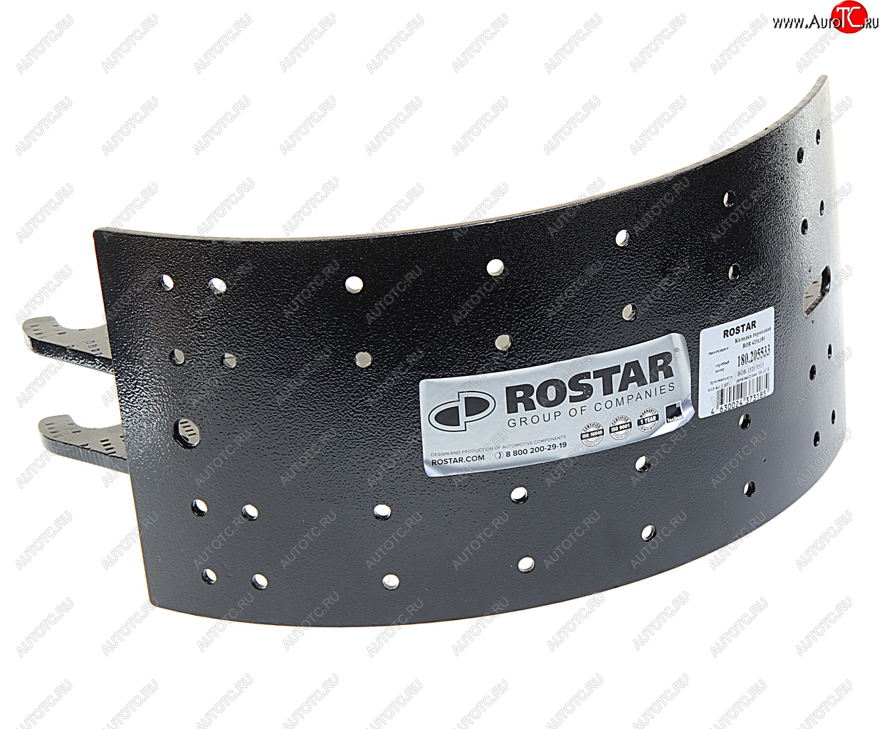 3 079 р. Колодки тормозные ROR полуприцепа срезсрез без ролика (420x180) (1шт.) ROSTAR ROSTAR 180.205533  с доставкой в г. Воронеж
