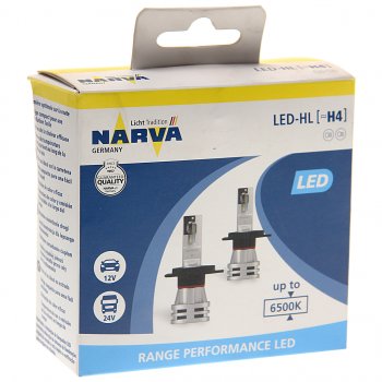 4 949 р. Лампа светодиодная 12V24V H4 24W P43t-38 6500K бокс (2шт.) Range Perfomance LED NARVA NARVA 180323000  с доставкой в г. Воронеж. Увеличить фотографию 3