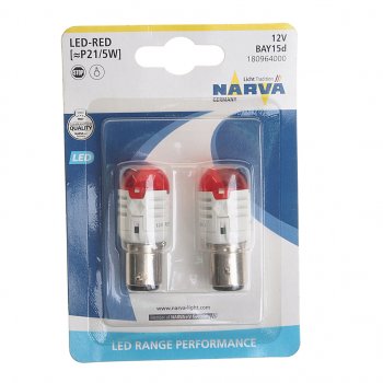 1 179 р. Лампа светодиодная 12V P215W 0.8W1.75W BAY15d блистер (2шт.) Red Range Performance LED NARVA NARVA 180964000  с доставкой в г. Воронеж. Увеличить фотографию 1