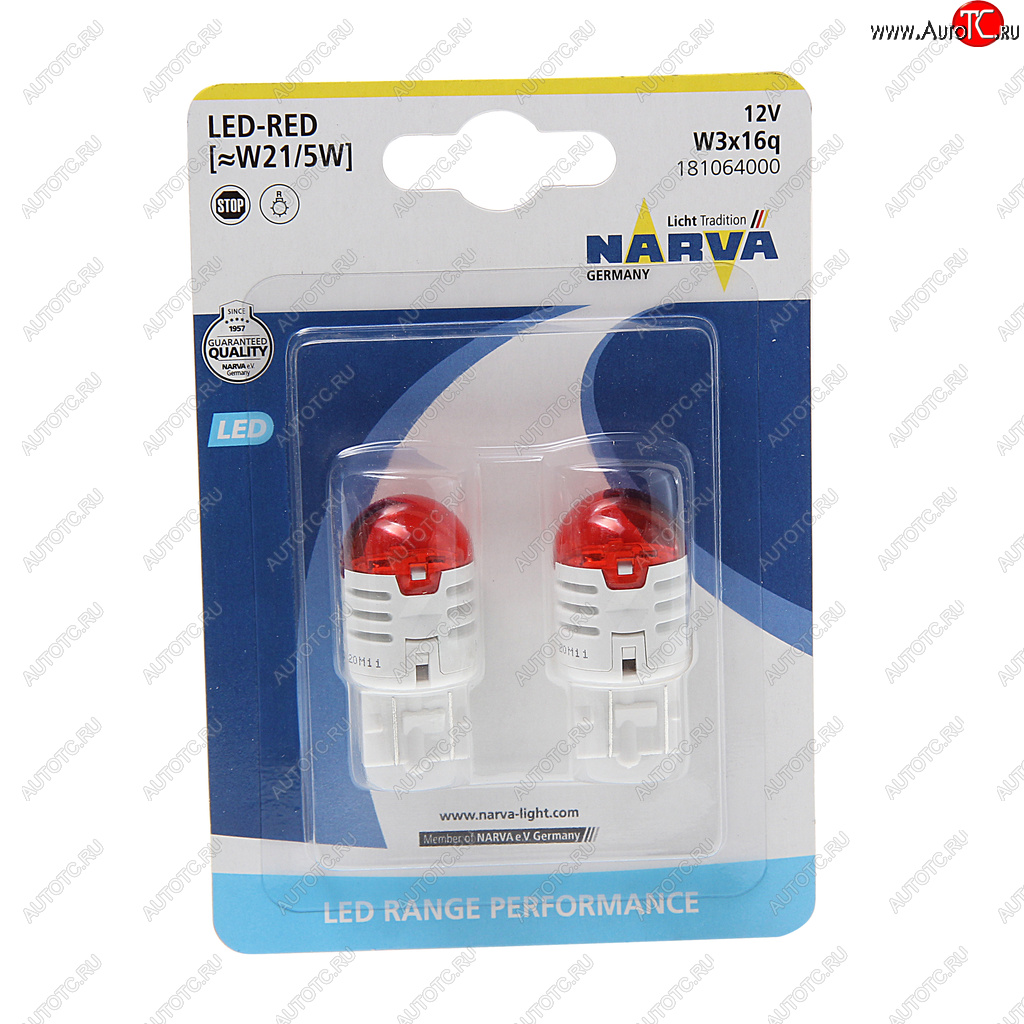 1 099 р. Лампа светодиодная 12V W215W 0.8W1.75W W3x16q блистер (2шт.) Red Range Perfomance LED NARVA NARVA 181064000  с доставкой в г. Воронеж