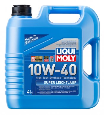 5 249 р. Масло моторное SUPER LEICHTLAUF 10W40 псинт.4л LIQUI MOLY LIQUI MOLY 1916  с доставкой в г. Воронеж. Увеличить фотографию 1