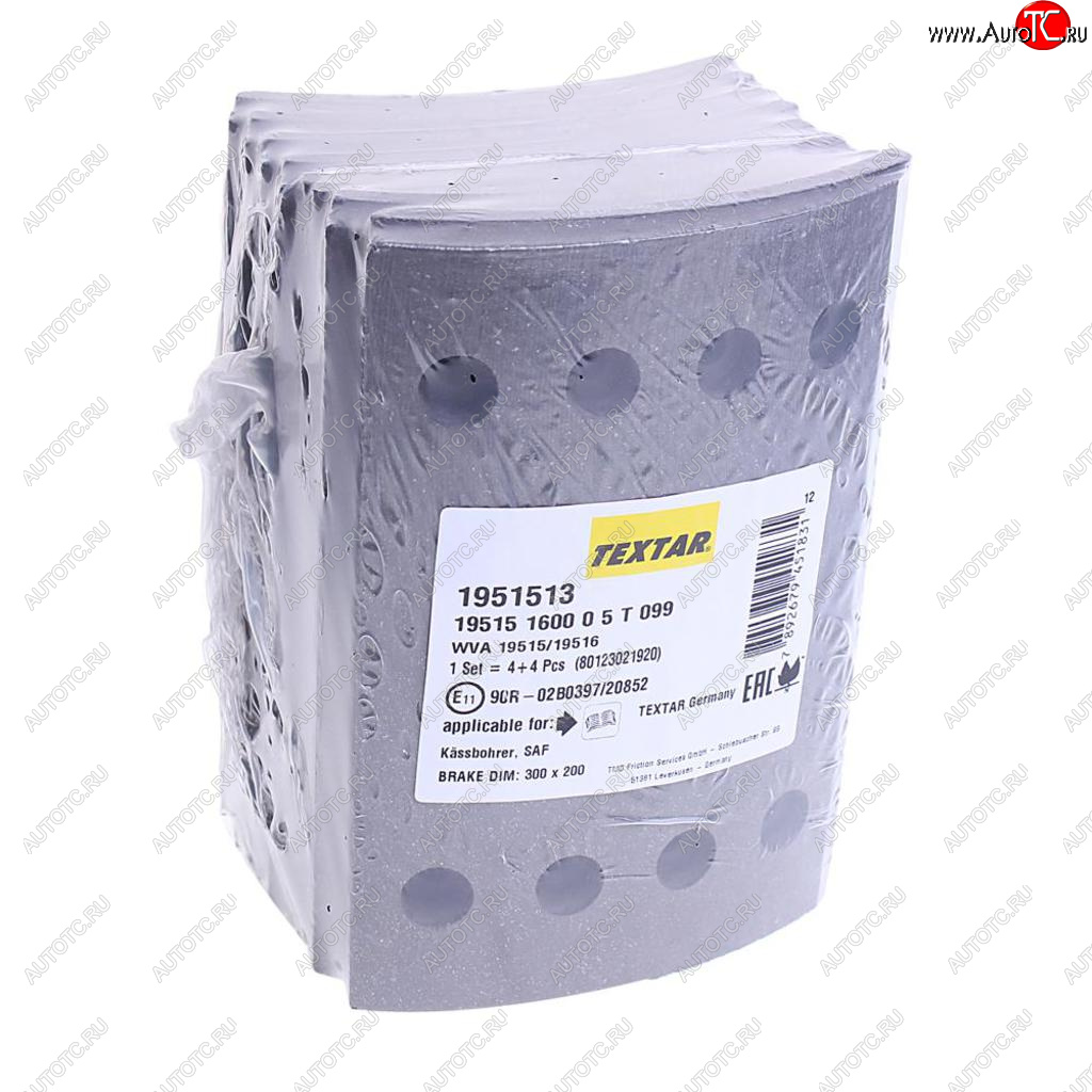 11 799 р. Накладка тормозной колодки SAF (300x200) 1-й рем. 64 отв. 8x18  93252 (8шт.) TEXTAR TEXTAR 1951513  с доставкой в г. Воронеж