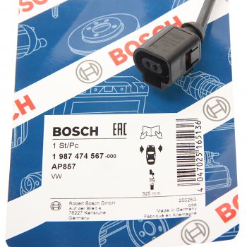 599 р. Датчик износа тормозных колодок VW Touareg (10-) передний (1шт.) BOSCH BOSCH 1987474567 BOSCH 1987474567  с доставкой в г. Воронеж. Увеличить фотографию 2